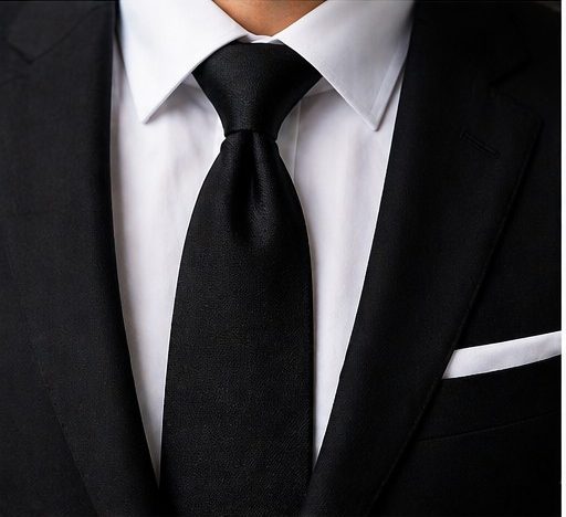 Black Noble Knot tie styled with formal tailoring