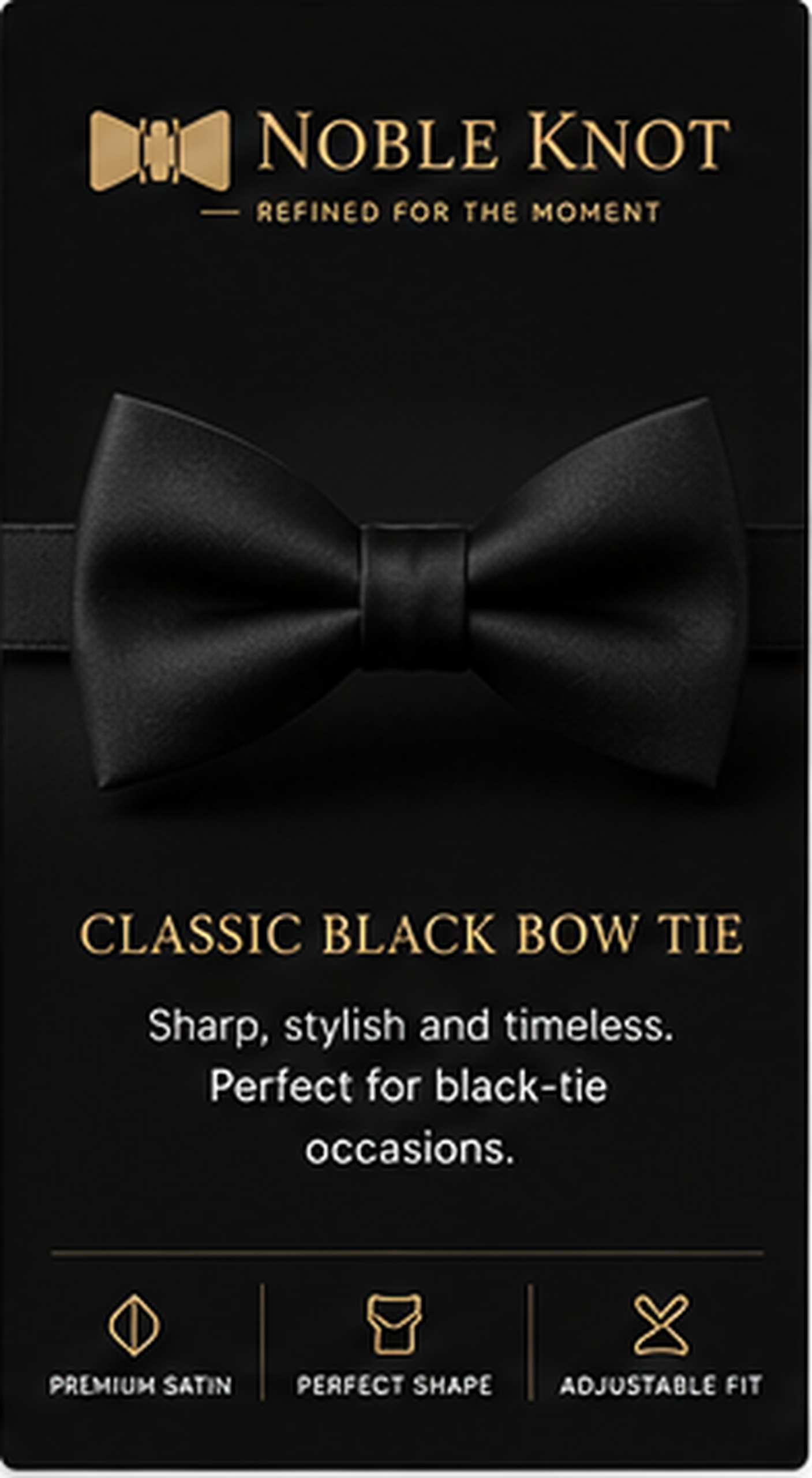 Classic black Noble Knot bow tie